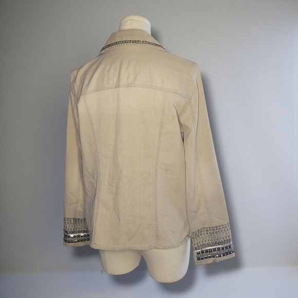 Chico's Beige Jean Jacket with Silver Details - Picture 4 of 9